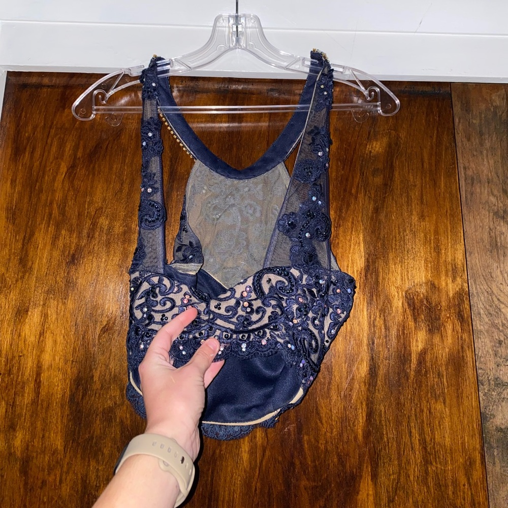 Alyce Paris two piece navy blue prom dress - Picture 3 of 12